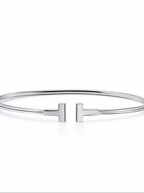Tiffany & Co. 18k solid white gold T wire bracelet